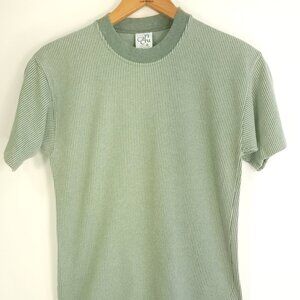 Vtg Cal Cru Ringer T-Shirt Men's Med Green Stripe 90s USA